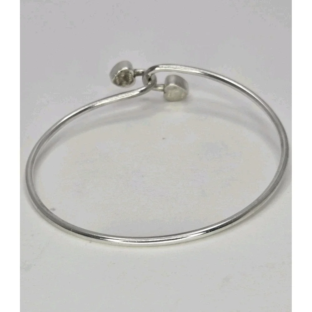 Tiffany &Co 18K Gold Double Hearts w/ Silver Bangle Love Hook Bracelet Love Gift